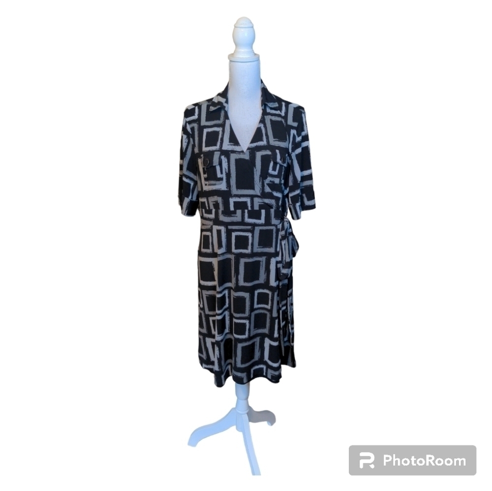 Apt. 9 Geometric Belted Faux Wrap Dress LP